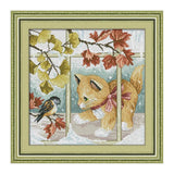 Maxbell Stamped Cross Stitch Kit 11CT Cloth DIY Needle Crafts - Cute Kitten & Bird Pattern - Aladdin Shoppers