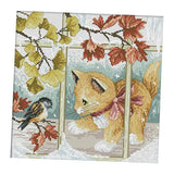 Maxbell Stamped Cross Stitch Kit 11CT Cloth DIY Needle Crafts - Cute Kitten & Bird Pattern - Aladdin Shoppers