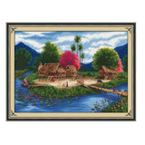 Maxbell Country Landscape Stamped Cross Stitch Kits for Beginners Hand Embroidery Kit - Aladdin Shoppers