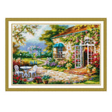 Maxbell Stamped Cross Stitch Kit 11CT Embroidery Cloth Pre-Printed Garden House Pattern DIY Needle Crafts for Adults Beginners - Aladdin Shoppers