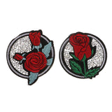 Maxbell 5pcs/pack Rose Design Hot Fix Diamond Patches Iron On Patches Decorative Sticker DIY Motif Appliques - Aladdin Shoppers