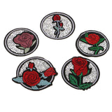 Maxbell 5pcs/pack Rose Design Hot Fix Diamond Patches Iron On Patches Decorative Sticker DIY Motif Appliques - Aladdin Shoppers