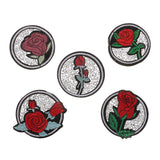 Maxbell 5pcs/pack Rose Design Hot Fix Diamond Patches Iron On Patches Decorative Sticker DIY Motif Appliques - Aladdin Shoppers