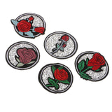 Maxbell 5pcs/pack Rose Design Hot Fix Diamond Patches Iron On Patches Decorative Sticker DIY Motif Appliques - Aladdin Shoppers