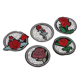Maxbell 5pcs/pack Rose Design Hot Fix Diamond Patches Iron On Patches Decorative Sticker DIY Motif Appliques - Aladdin Shoppers
