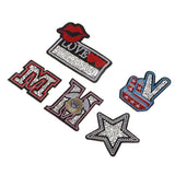 Maxbell 5Pcs Embroidered Star M Patch DIY Applique Iron On Fabric Bag Patches Sewing Crafts - Aladdin Shoppers