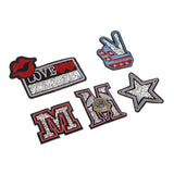 Maxbell 5Pcs Embroidered Star M Patch DIY Applique Iron On Fabric Bag Patches Sewing Crafts - Aladdin Shoppers
