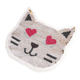 Cute Reversible Sequin Patches Cat Patches Sew On Embroidered Appliques DIY Motif for Clothing Decoration - Aladdin Shoppers