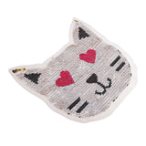 Cute Reversible Sequin Patches Cat Patches Sew On Embroidered Appliques DIY Motif for Clothing Decoration - Aladdin Shoppers