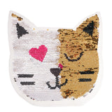 Cute Reversible Sequin Patches Cat Patches Sew On Embroidered Appliques DIY Motif for Clothing Decoration - Aladdin Shoppers