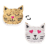 Cute Reversible Sequin Patches Cat Patches Sew On Embroidered Appliques DIY Motif for Clothing Decoration - Aladdin Shoppers