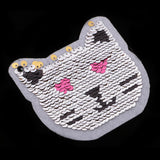 Cartoon Cat Reversible Patch Embroidered Iron on Sew on Applique Glitter Sequin for Jeans T-shirts Clothing - Aladdin Shoppers