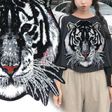 Tiger Head Pattern Patches Sequin Motifs Sew On Patch DIY Clothing Applique - Aladdin Shoppers