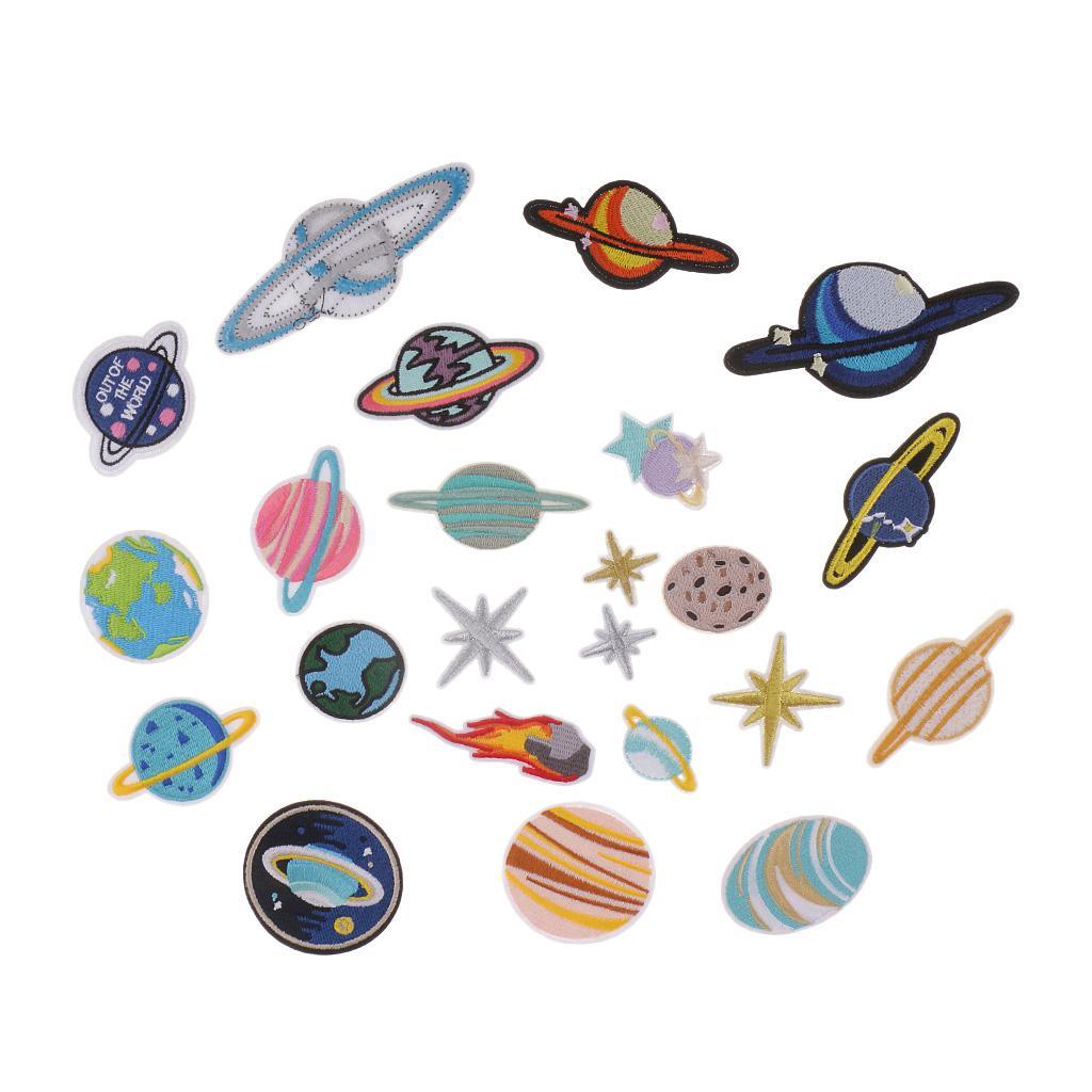 Maxbell Maxbell 23pcs Star/Space Theme Embroidery Applique Sticker Clothes Hat Shoes Design /Repair Patch Decorations