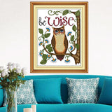 Cartoon Owl Stamped Cross Stitch Kit DIY Handmade Needlework for Beginners14CT 32x41cm - Aladdin Shoppers