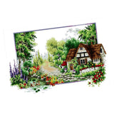 Stamped Cross Stitch Kits Patterns Embroidery Kit - Cottage Garden, 14 Counted 50x33cm - Aladdin Shoppers