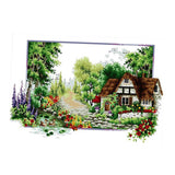 Stamped Cross Stitch Kits Patterns Embroidery Kit - Cottage Garden, 14 Counted 50x33cm - Aladdin Shoppers