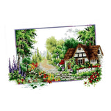 Stamped Cross Stitch Kits Patterns Embroidery Kit - Cottage Garden, 14 Counted 50x33cm - Aladdin Shoppers