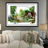 Stamped Cross Stitch Kits Patterns Embroidery Kit - Cottage Garden, 14 Counted 50x33cm - Aladdin Shoppers