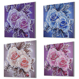 Maxbell 4 Pieces DIY 5D Diamond Painting by Number Kit Crystal Rhinestone Embroidery Cross Stitch Arts Craft Canvas Wall Decor (Mixed Flower) - Aladdin Shoppers