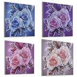 Maxbell 4 Pieces DIY 5D Diamond Painting by Number Kit Crystal Rhinestone Embroidery Cross Stitch Arts Craft Canvas Wall Decor (Mixed Flower) - Aladdin Shoppers