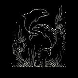 Dolphin Rhinestones Iron on Hot Fix Motif Heat Press Applique Patch 10.9x10.2 Inch - Aladdin Shoppers