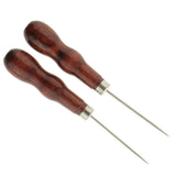 2 Pieces Double Gourd Shape Leather Craft Cloth Wood Handle Repair Scratch Awl Tool - Aladdin Shoppers