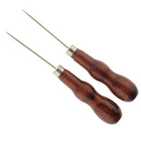 2 Pieces Double Gourd Shape Leather Craft Cloth Wood Handle Repair Scratch Awl Tool - Aladdin Shoppers