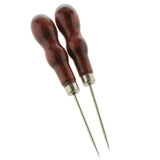 2 Pieces Double Gourd Shape Leather Craft Cloth Wood Handle Repair Scratch Awl Tool - Aladdin Shoppers