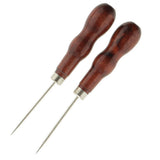2 Pieces Double Gourd Shape Leather Craft Cloth Wood Handle Repair Scratch Awl Tool - Aladdin Shoppers