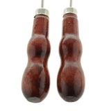 2 Pieces Double Gourd Shape Leather Craft Cloth Wood Handle Repair Scratch Awl Tool - Aladdin Shoppers