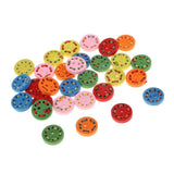 30Pcs Wooden Buttons String Decor for Sewing Scrapbooking Crafts 15mm Round - Aladdin Shoppers