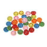 30Pcs Wooden Buttons String Decor for Sewing Scrapbooking Crafts 15mm Round - Aladdin Shoppers