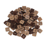 100 Pieces Square Shape Wooden Coconut Shell Buttons 2 Holes for DIY Sewing Crafts - Aladdin Shoppers