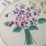 3D Pansy Flower Stumpwork Crafts DIY Embroidery Starter Kit with Cross Stitch Tools For Beginners Sewing - Aladdin Shoppers