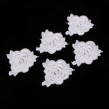 5pcs Elegant Lace Rose Flower DIY Sew Stickers Embroidery Patches Cloth Repair The Hole Stick White Flower - Aladdin Shoppers