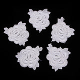 5pcs Elegant Lace Rose Flower DIY Sew Stickers Embroidery Patches Cloth Repair The Hole Stick White Flower - Aladdin Shoppers