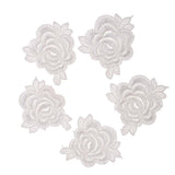 5pcs Elegant Lace Rose Flower DIY Sew Stickers Embroidery Patches Cloth Repair The Hole Stick White Flower - Aladdin Shoppers