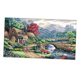 Stamped Cross Stitch Kits Patterns Embroidery Kit - Farm Scene, 14 Counted 54x33cm