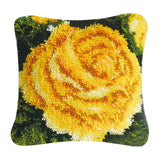 Yellow Rose Latch Hook Kit for DIY Pillow Cover Sofa Cushion Cover 40x40cm