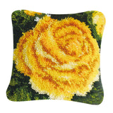Yellow Rose Latch Hook Kit for DIY Pillow Cover Sofa Cushion Cover 40x40cm