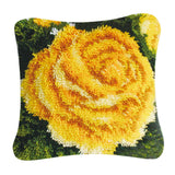 Yellow Rose Latch Hook Kit for DIY Pillow Cover Sofa Cushion Cover 40x40cm