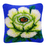 Green Flower Latch Hook Kit for DIY Pillow Cover Sofa Cushion Cover 40x40cm