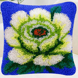 Green Flower Latch Hook Kit for DIY Pillow Cover Sofa Cushion Cover 40x40cm