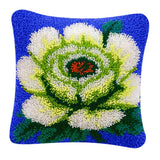 Green Flower Latch Hook Kit for DIY Pillow Cover Sofa Cushion Cover 40x40cm