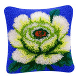 Green Flower Latch Hook Kit for DIY Pillow Cover Sofa Cushion Cover 40x40cm