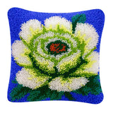 Green Flower Latch Hook Kit for DIY Pillow Cover Sofa Cushion Cover 40x40cm