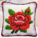 Red Rose Flower  Latch Hook Kit for DIY Pillow Cover Sofa Cushion Cover