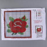 Red Rose Flower  Latch Hook Kit for DIY Pillow Cover Sofa Cushion Cover
