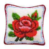 Red Rose Flower  Latch Hook Kit for DIY Pillow Cover Sofa Cushion Cover
